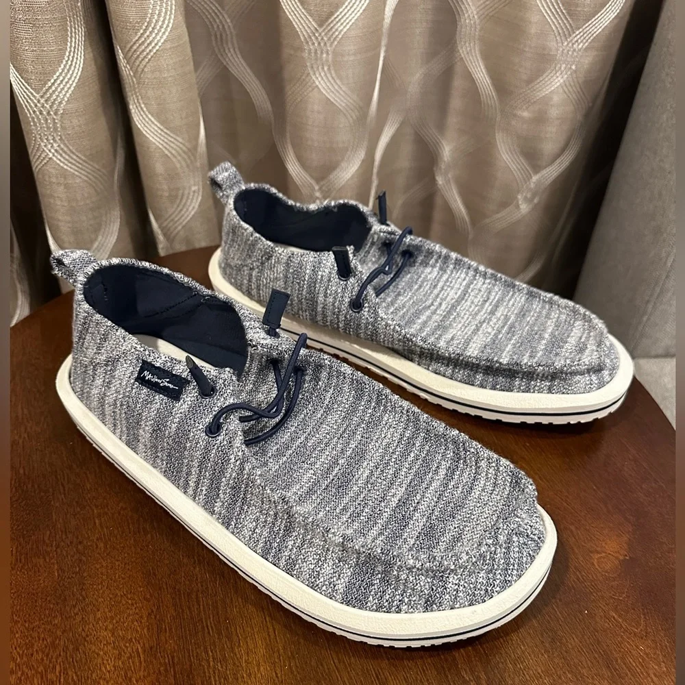 Maui & Sons Men’s Boat Shoes Gray Fabric Slip-On Casual Size: 11